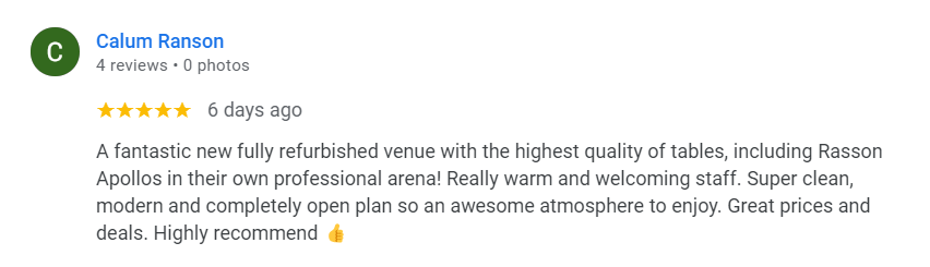 Calum Ranson Google Review